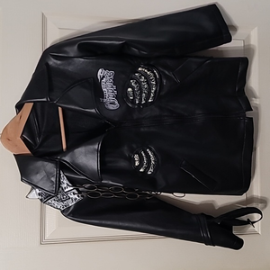 Rubie's Black Faux Leather "Dead City Choppers" Costume Jacket Boys M